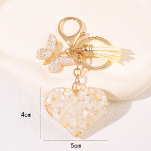 Nouveau porte-clés papillon à franges, breloque en résine avec paillettes, pendentif amour pour femmes et amoureux, idéal pour les festivals - Product Image 3