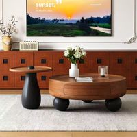 Ensemble de tables basses rondes en bois massif, style moderne et luxueux, portables, style italien et français, pour petits appartements et maisons
