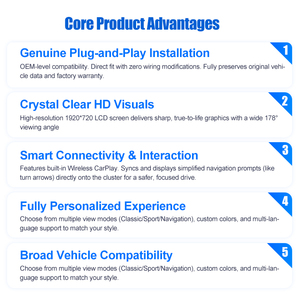 لوحة عدادات رقمية مطورة بشاشة LCD مع نظام كاربلاي، عداد سيارة جديد لسيارات أودي Q5 وSQ5 موديلات 2010-2018 - Product Image 5