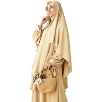 Robe de prière musulmane pour femme, grande taille, coupe ajustée, manches longues, respirante, 100% polyester, couleur unie, longueur cheville, pour l'Aïd et le printemps
