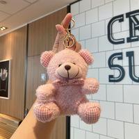 Porte-clés en peluche ours mignon de 13 cm, super doux, brodé, anti-stress, pendentif pour sac à dos, jouet, vente en gros, cadeau, OPP