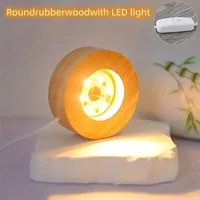 Base lumineuse LED en bois alimentée par USB, 7 couleurs, intensité réglable, lumière blanche chaude, veilleuse pour chambre à coucher, décoration DIY et cadeau de Noël