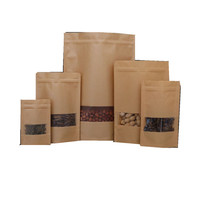 Sachet en papier kraft personnalisé pour café, avec fenêtre, fermeture éclair, logo, refermable, format mini, pour emballage alimentaire