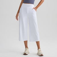 Pantalones Capri de Yoga de Cintura Alta con Efecto Segunda Piel, Pierna Ancha, Control de Abdomen, Pantalones de Entrenamiento de Nylon para Gimnasio, Comodidad de Segunda Piel