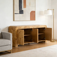 Aparador Moderno de Lujo Minimalista Contemporáneo de Madera Orgánica con 4 Puertas y Gabinete de Almacenamiento, Mueble de Madera