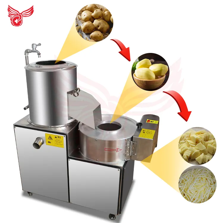 Lavage de pommes de terre Coupe Tranche Peeler Cutter L'industrie Machine Électrique De Pommes De Terre Trancheuse Zeste Et Puce Coupe