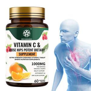 Ekstra güç C vitamini ve gül kalça bağışıklık ve kalp sağlığı desteği için güçlü diyet takviyesi çiğneme C vitamini Tablet - Product Image 1