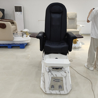 Équipement de salon de manucure de luxe, base en FRP blanc, fauteuil de pédicure électrique avec massage, fauteuil de bain de pieds inclinable moderne et réglable