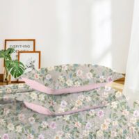 BORYARD Ensemble de literie imprimé 3 pièces gris doux à motifs floraux, vente en gros d'usine, tailles Queen et King, 2 taies d'oreiller, en stock pour la maison