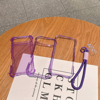 Coque de téléphone 3-en-1 antichoc transparente couleur bonbon avec lanière pour iPhone 17 Air 16 15 14 Plus 13 Pro Max