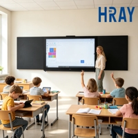 Интерактивная доска HRAY 86 дюймов, 60 Гц, 4K UHD, с углом обзора 178° °   Широкоугольный сенсорный экран, подходит для школьного обучения и конференц-залов
