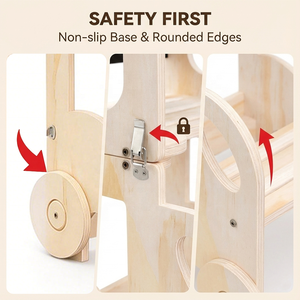 Özelleştirilebilir Araba Şeklinde Bebek Öğrenme Kulesi Çok Fonksiyonlu 3'ü 1 Arada Katlanabilir Öğrenme Kulesi Sağlıklı Ahşap Öğrenme Kulesi - Product Image 3