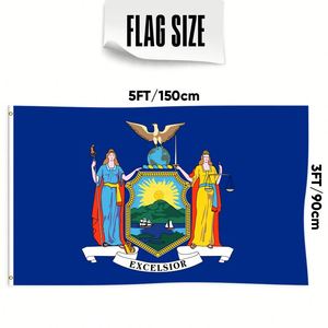 Bandera de Nueva <span class=keywords><strong>York</strong></span> Personalizada de 3x5 Pies, Impresa por una Sola Cara, Estilo Gallardete, Logotipo Personalizado, Hecha de Vinilo de Poliéster Duradero para Exhibición Nacional - Product Image 2