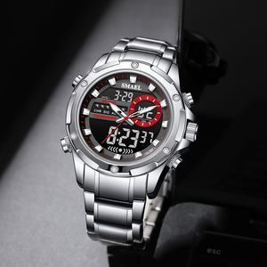 Montre chronographe analogique-numérique de luxe SMAEL 6050, étanche, lumineuse, avec alarme, boîtier/cadran en alliage, bracelet en acier inoxydable - Product Image 2