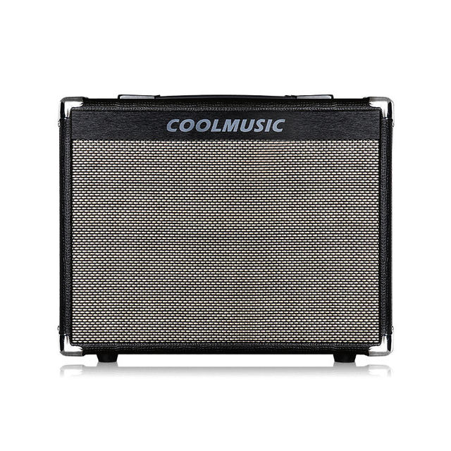 For 50W Professional Metal Electronic Guitar Amplifier 10-Inch Speaker Clean Drive Channels Low/Mid/High Equalizer 3.5mm Aux
