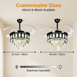 Hot Selling European Style Premium Luxury Crystal Invisible Ceiling Fan with LED Lights - Product Image 1