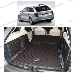 Revêtement de coffre de voiture en cuir, fait main, tapis de cargaison adapté à la Skoda Superb 2008 2009 2010 2011 2012 2013 2014 2015, accessoires 2 bottes arrière 1 paire - Product Image 3