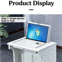 Bureau informatique professionnel à plateau rabattable - Bureau semi-encastré avec moniteur dissimulé pour salles électroniques et laboratoires informatiques scolaires