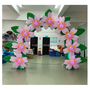Arco de flores rosa inflable con luz Led personalizada, arco de flores de lirio, arco de boda inflable - Product Image 1