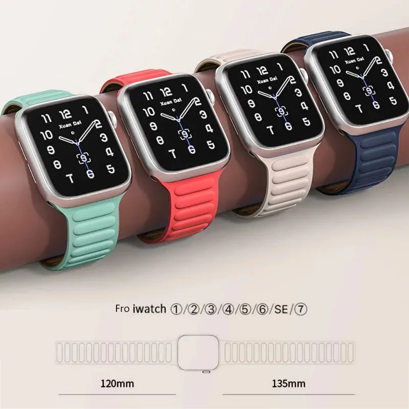 Silicone Link strap For Apple watch band 44mm 40mm 45mm/41mm 38mm 42mm Magnetic Loop bracelet iWatch Apple watch 5 4 3 se 6 7