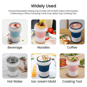 แก้วพับได้ซิลิโคนแบบพกพาขนาด 550 มล. แก้วกาแฟแบบพับได้สำหรับเดินทาง ใช้ซ้ำได้ สำหรับเครื่องดื่มร้อนและเย็น - Product Image 6