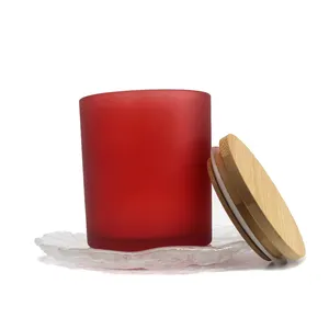 Atacado único da china fabricação fosca vidro vermelho vidro jarra de vela