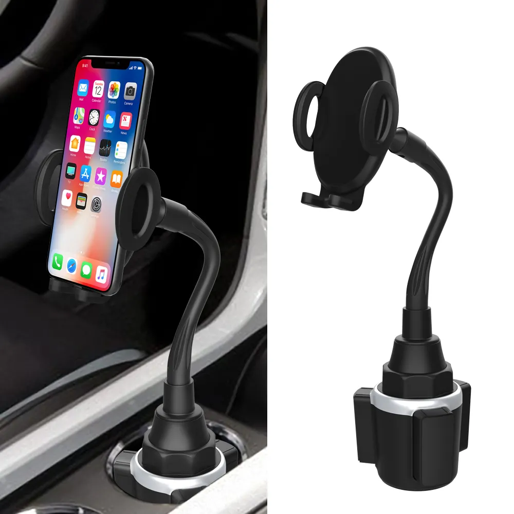 Amazon 2 In 1 High Quality Car Accessories Car Cup Phone Holder Long Gooseneck Car Cup Phone Bracket