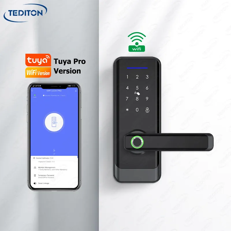 Tediton-cerradura electrónica Digital para el hogar, dispositivo de cierre inteligente con huella Digital, WIFI, Ttlock