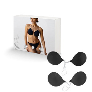 Invisible Adhesive Push-Up <strong>Bra</strong> Sticky <strong>Strapless</strong> <strong>Bra</strong> or with <strong>Clear</strong> Halter Neck Strap for Backless Dresses Tops - Product Image 2