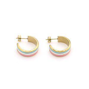 <b>Cuff</b> <b>Earrings</b> Gold Colorful Striped Geometric Design Women's Everyday Wear - Product Image 5