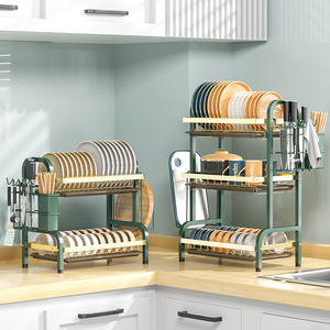 Support de rangement mural léger en métal de luxe Double et triple couche multifonction bol plaque baguettes sèche-linge pour la <span class=keywords><strong>cuisine</strong></span> - Product Image 6