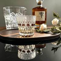 Verre à whisky double couleur rose et violet en cristal de 24 carats, taillé à la main Edo Kiriko, gravé, cadeau pour bar, souvenir de mariage