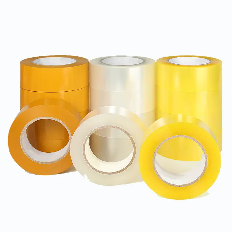カートンを密封するための卸売自己粘着テープロール透明透明白黄色パッキングテープ