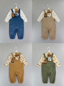 J30XL Zomer Ademend Modieus Geprint Lang Mouw T-shirt + Denim Salopette + Sokken 3-delig <span class=keywords><strong>Baby</strong></span> Jongens Kleding <span class=keywords><strong>Set</strong></span> Groothandel - Product Image 2