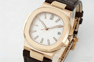 Montre mécanique de luxe de qualité supérieure, étanche, 40 mm, mouvement ETA 324 DDF Factory, 5711, poids 101 g, or rose, bracelet PP blanc - Product Image 3