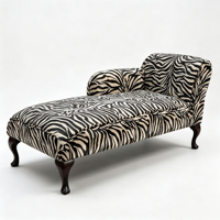 Chaise longue rétro française à imprimé zèbre, en bois massif avec pieds courbés, fauteuil inclinable en tissu, canapé de luxe pour salon et salle d'exposition, style décontracté et élégant