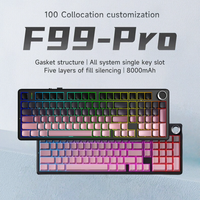 Nouveau clavier de jeu AULA F99 PRO compact ergonomique à montage gasket, sans fil, trois modes, hot-swappable, avec touches PBT RGB en plastique et USB-C pour ordinateur de bureau