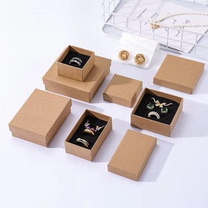 Boîte à bijoux de luxe marron avec tiroir, présentoir en papier pour rangement de boucles d'oreilles et colliers avec insert en éponge - Product Image 3