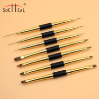Pince à ongles ovale double tête de luxe Yalixin, personnalisable avec logo privé, manche métallique professionnel, poils synthétiques en nylon plats et ondulés