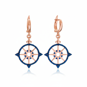 Sapphire CZ Stone Pole Star Design <b>Sterling</b> <b>Silver</b> <b>Dangle</b> <b>Earrings</b> Wedding Party Elegant Women's Jewelry - Product Image 2