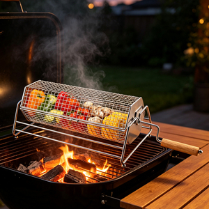 Productos en Oferta WELAND, Accesorios para Barbacoa, Cesta de Asar Cilíndrica de Acero Inoxidable 304, Cestas Giratorias para Asar - Product Image 3