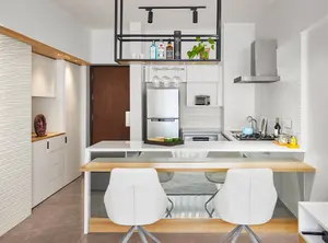 Aksesoris penyimpanan kabinet dapur wastafel pintu desain modern set kustom lemari dapur MDF kilap tinggi