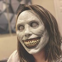 Masque de démon en latex pour cosplay d'Halloween DAMAI, effrayant et sinistre, imprimé en 4 couleurs, masque souriant