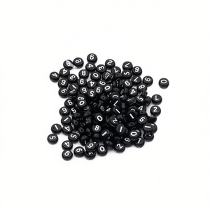 Perline Iln con numeri bianchi su sfondo nero 4x7mm per artigianato 17g - Product Image 2