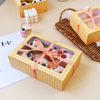 Korean Paper Cups 4 6 Pieces Plaid Dessert Box Mousse Cup Egg Tart Packaging Box