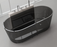 Baignoire autoportante portable en résine cristalline faite à la main avec un design sculpté tendance pour la salle de bain