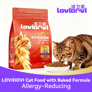 Lovidovi Aliment pour chats en vrac OEM, croquettes nutritives saveur poulet, sans céréales, formule cuite, réduit les allergènes Fel D1 D2 D4 D7, sac - Product Image 1