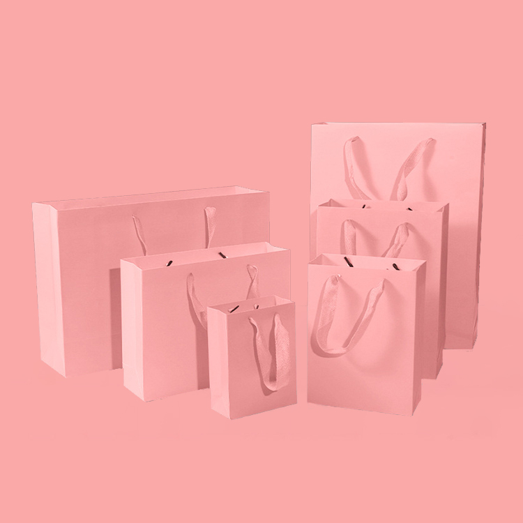 Customized Logo Design Luxury Paper Bag Gift Packaging Bag Shopping Paper Bag With Ribbon Handle