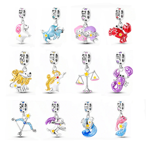 Abalorios Colgantes de Cobre Esmaltado con los 12 Signos del Zodíaco, Joyería Colorida con Horóscopo, Ideal para Pulseras, Regalo de Astrología para Cumpleaños de Mujer - Product Image 1