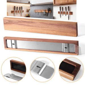 <span class=keywords><strong>Porte</strong></span>-couteaux magnétique en bois de noyer magnétique puissant de luxe personnalisé pour mur - Product Image 1